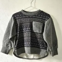 COMME CA ISM　キッズ　長袖　トレーナー100　グレー　エスキモー柄