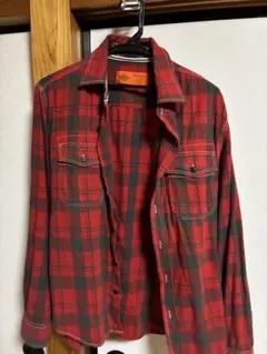 Dickies レッド/ブラック チェック ネルシャツ M