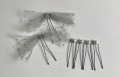 チュールリボンUピンセット　フォーマル　お呼ばれ　結婚式　入学式　卒業式　浴衣