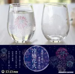 水を注ぐと色が変わる！ 丸モ高木陶器 冷感花火 グラス ペアセット