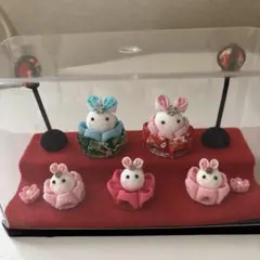 うさぎの雛人形セット ケース付き縮緬細工
