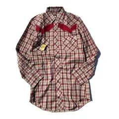 【70s】USA製 KARMAN チェック柄 長袖 ウエスタンシャツ レッド
