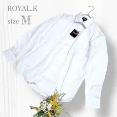 【ROYAL.K】メンズ 長袖ワイシャツ レギュラーカラー ホワイト 白 M