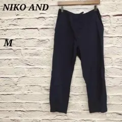 ニコアンド✩M ウエストゴム＆紐入りクロップドパンツ ポケット ネイビー