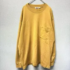ユニクロU クルーネックT ロンT ポケット付 ブラウン
