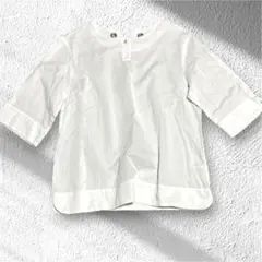 ゴールデンベア リネン混白ブラウス ナチュラル夏　ゆったりのサムネイル