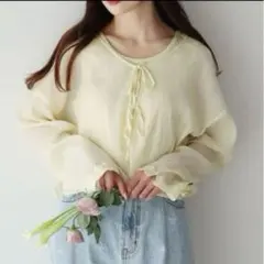 earth music&ecology クレープリボンブラウス+インナー　春服