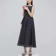 NATURAL BEAUTY BASIC アシンメトリーフリルジャガードワンピ