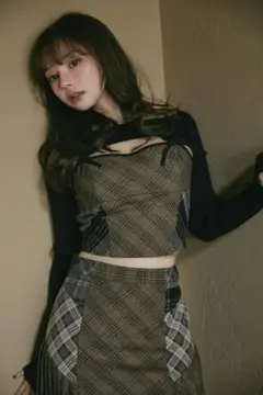 新品 andmary emma check set up ベージュS