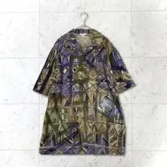 【新品未使用】レリアン ヴィンテージ総柄シャツ 幾何学アート柄 9号のサムネイル