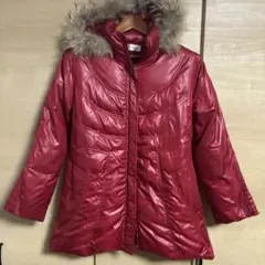 最終BeBeOne bebeone ラクーンファー　赤　ダウンジャケット　Ｌ