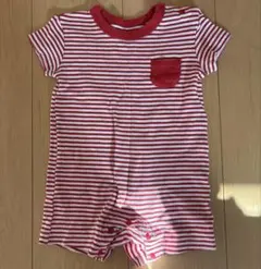 UNIQLO baby 赤と白のストライプロンパース 70