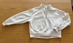 美品　GU ハーフジップトレーナー　ホワイト　Mサイズ