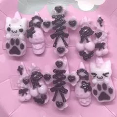 地雷系 量産型 姫系 ハンドメイド ネイルチップ 平成女児