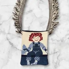 【一点物】キリムラグ ショルダーバッグ サコッシュ 民族柄 人形 古着リメイク