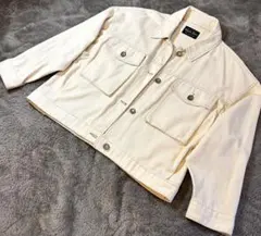 コットンジャケット アイボリー L ゆったり ワークジャケット 春アウター