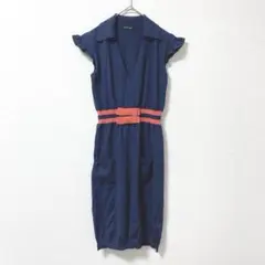 ナネットレポー　ロングワンピース　フレンチスリーブ　Ｖネック　ウエストマーク　M