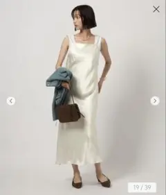 アイボリー キャミワンピース ロング丈