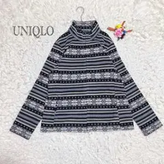 ユニクロ　フリースジャケット ノルディック柄 羽織り　XL 防寒 アウトドア