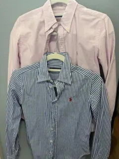 Ralph Lauren 長袖シャツ2枚セット 青白ストライプ &薄ピンク