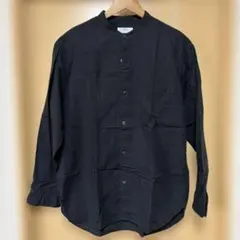 UNIQLO コットンリネンスタンドカラーシャツ　Lサイズ　ブラック