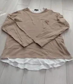 ビームス BEAMS フェイクレイヤー ロングスリーブTシャツ ベージュ系