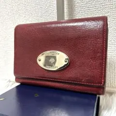 【良品✨ロゴプレート】マルベリー　三つ折り財布　ユニセックス　バーガンディ　本革
