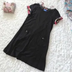 ◆ブルーレーベルクレストブリッジ◆ノバチェック　ワンピース　ブラック