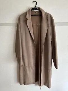 ZARA フェイクスエード チェスターロングコート ベージュ Lのサムネイル