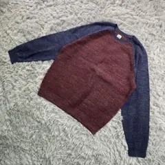 GAP バイカラー ラグランニット L バーガンディのサムネイル