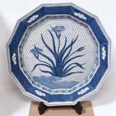 □海里山図染付四角小皿(江戸後期~明治期) 5客古い伊万里時代物