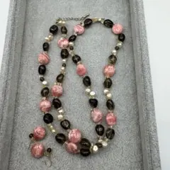 【K18使用／購入証明付】天然石ロードクロサイト×スモーキークォーツ2点セット