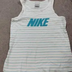 NIKE ナイキ ノースリーブ タンクトップ L ボーダー 綿 白×水色
