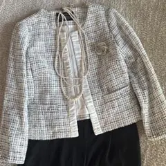 ナノユニバース　ツイード　ノーカラー　ジャケット　入学式