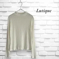 ハイネック　長袖リブニット　M 無地　シンプル　トップス　a1003