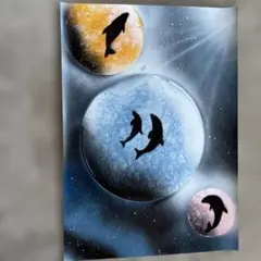 宇宙と魚のスプレーアート