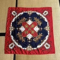 【高級品】HERMES カレ90 スカーフ トリコロール　騎乗　赤青白　シルク