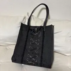 AnkRouge（アンクルージュ）トートバック　フリル　編み上げ　黒のサムネイル