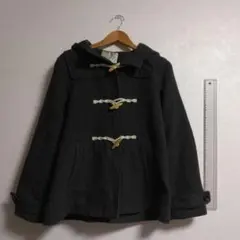 ダークグレー ダッフルコート フード付き