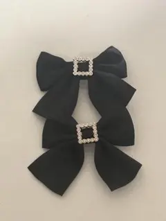 【限定価格】ブラックリボンヘアクリップ2個セット