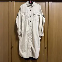 ベージュ コットン混合 ロングコートのサムネイル