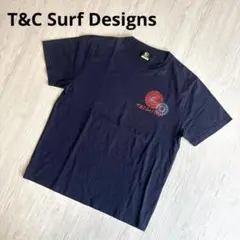 【タウカン】Tシャツ ハワイ 陰陽ロゴ バックプリント ネイビー 半袖 古着 M