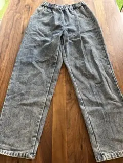 デニムブルー ストレートパンツ ゴムウエスト