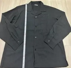 GU メンズ長袖シャツ　ダークグレー　M