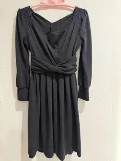 ダークグレー ラップドレス 長袖
