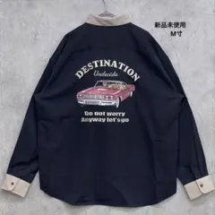 【新品未使用】 Naive magic刺繍プリント長袖シャツ ブラックM寸 配色
