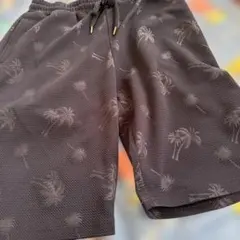 メンズ パームツリー柄 ショートパンツ ブラック
