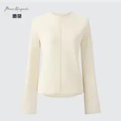 UNIQLO×mame/シアークルーネックTシャツ ホワイト L マメクロ