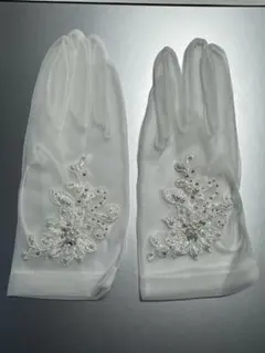 ホワイトシフォン ウェディンググローブ