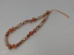 オレンジ系天然石ビーズ携帯ストラップ